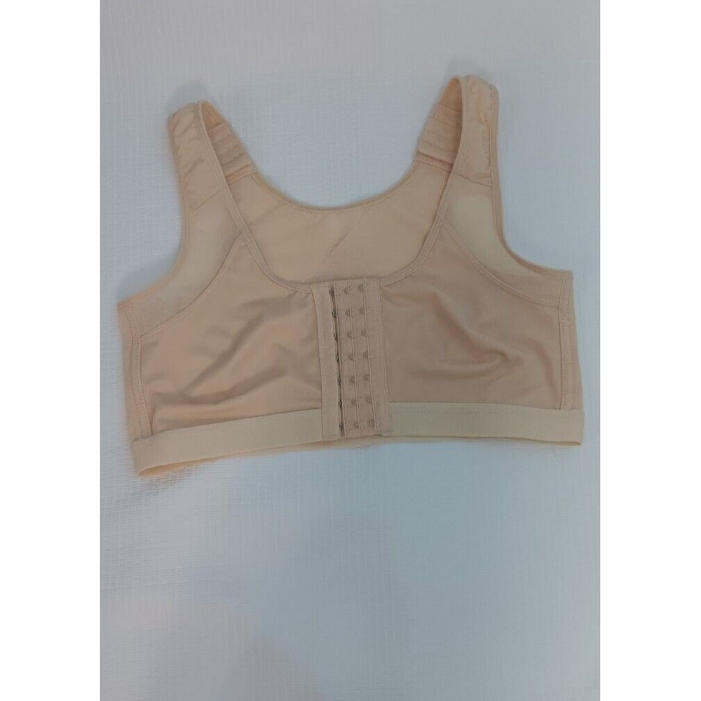 women Nylon Spandex Wire Free Breathable Support Front Close Bra Large Tan AA373 - Picture 8 of 8